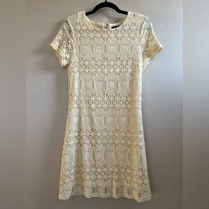 Lulu's Pale Yellow Lace Mini Dress